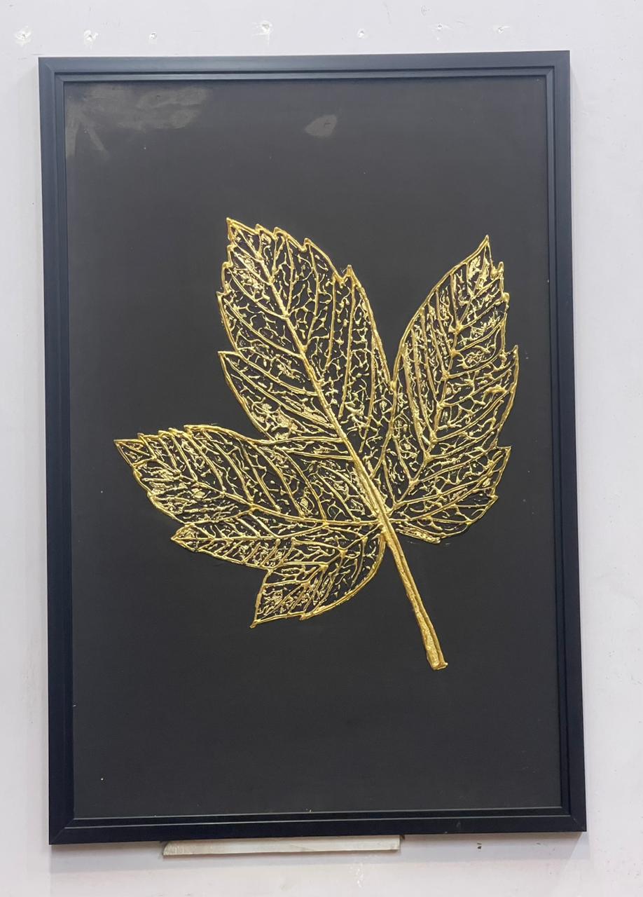 Gold Abstract leaf Painting