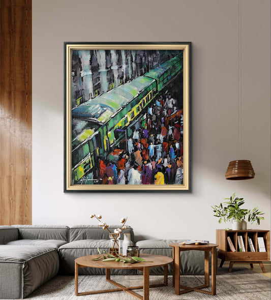 Railway station  painting | Hand painting  | Al Hadi Arts Gallery