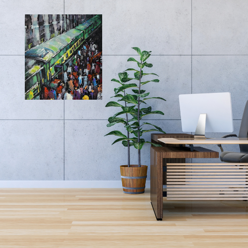 Railway station  painting | Hand painting  | Al Hadi Arts Gallery