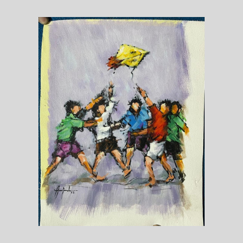 Kids Flying kite art Painting| Hand painting  | Al Hadi Arts Gallery