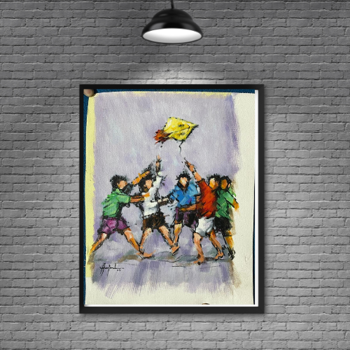 Kids Flying kite art Painting| Hand painting  | Al Hadi Arts Gallery