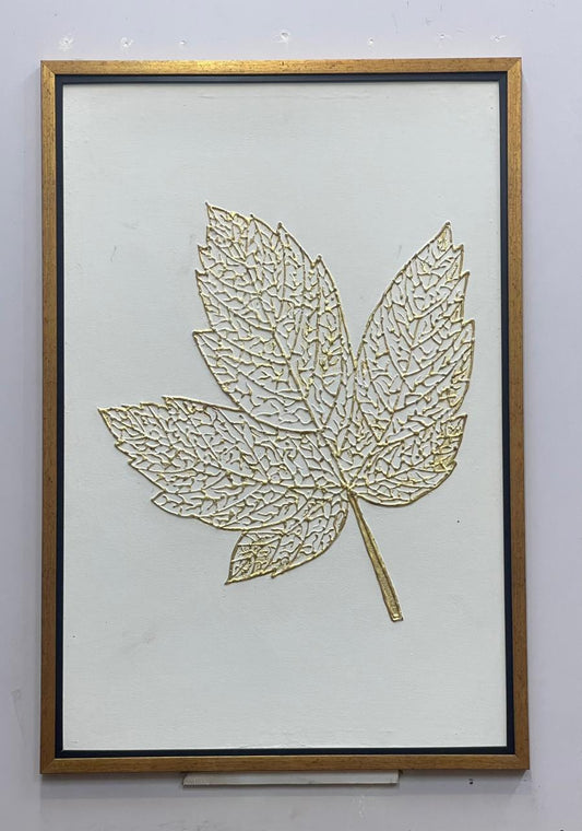Gold  Abstract leaf Painting